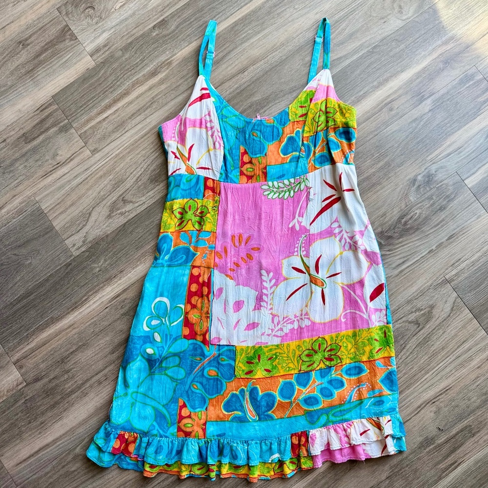 Jam World Tropical Patchwork Floral Sundress Ruff… - image 12
